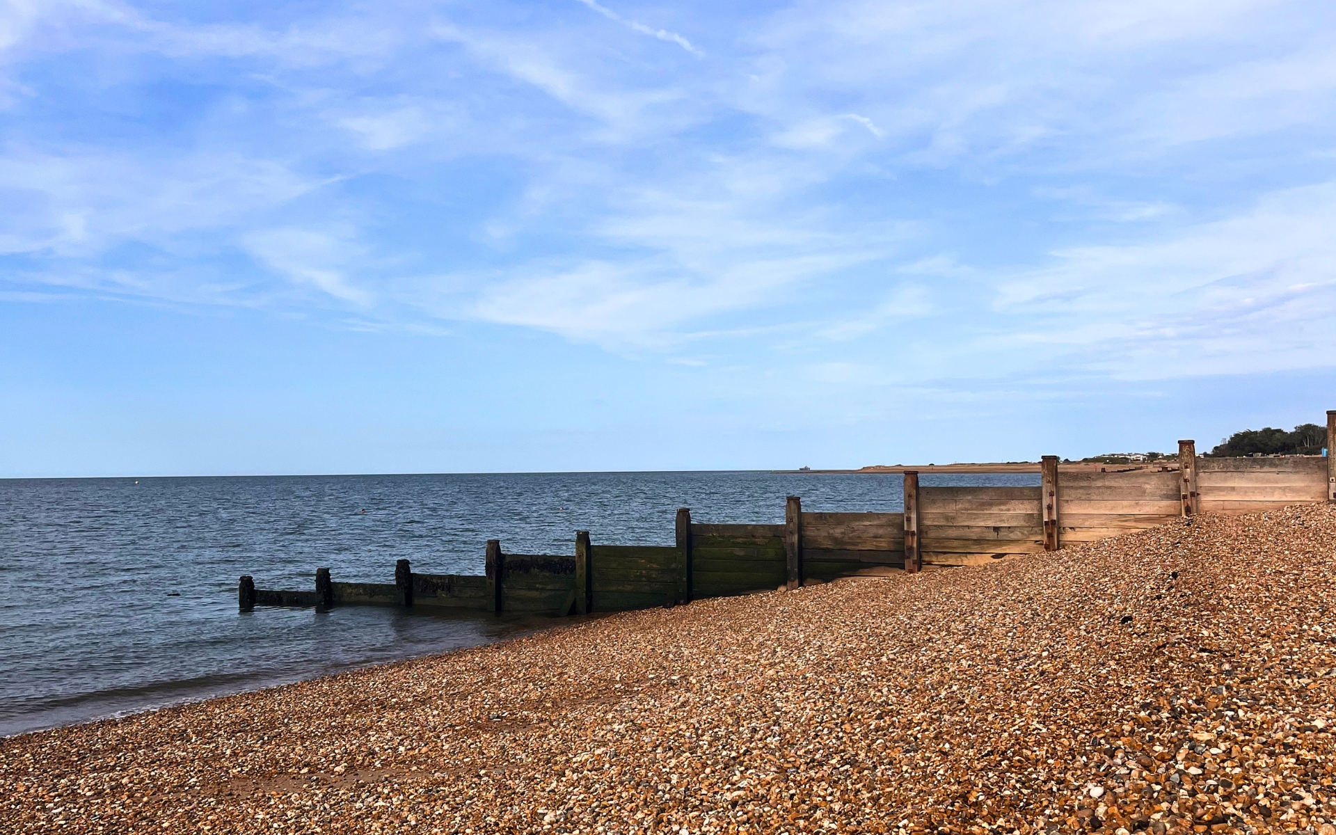 Pebble beach and groynes at Whitstable